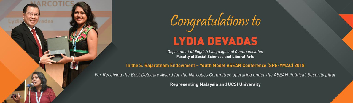 Congratulations to Lydia Devadas from Faculty of Social Sciences and Liberal Arts!