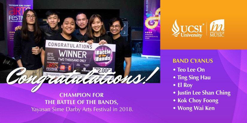 Congratlations! Champion for The Battle of The Bands, Yayasan Sime Darby Arts Festival in 2018